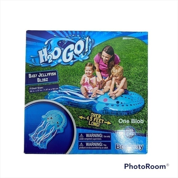 H2O Go Water Toy Baby Jellyfish Blobz 4.5 ft Long Blue Mat - Picture 1 of 5
